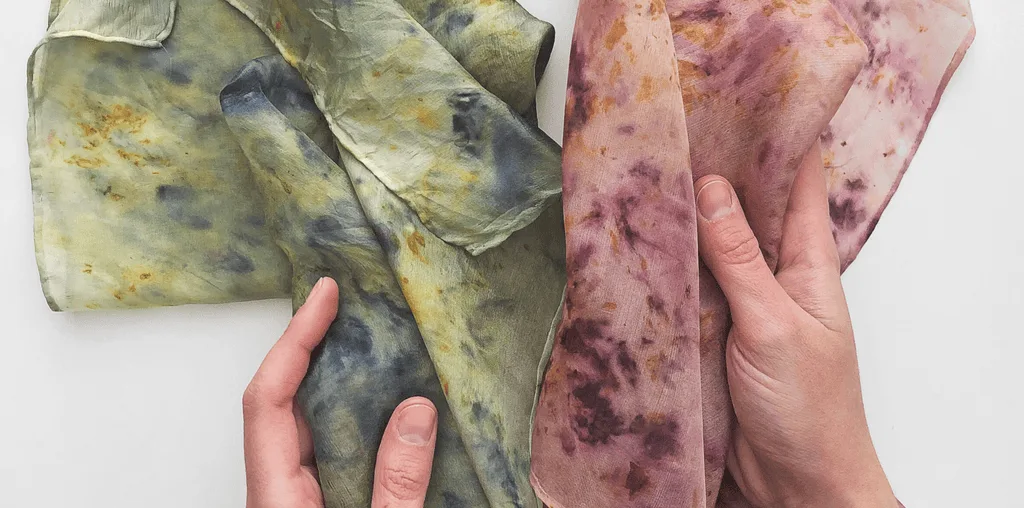 Bundle dyeing a silk scarf with flowers