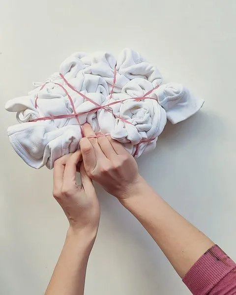 Scrunching the fibers for tie-dye