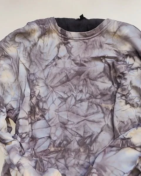 Upcycled sweatshirt tie-dyed with plants